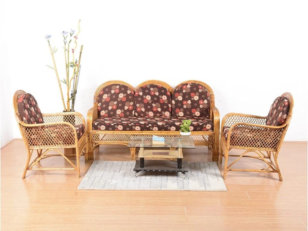 Furniture Natural Rattan Cane 3 Seater Sofa Set and 2 Single Seater